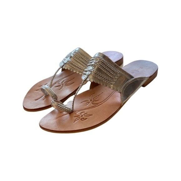 NWOT Indian silver leather sandals Kolhapuri - Picture 2 of 7